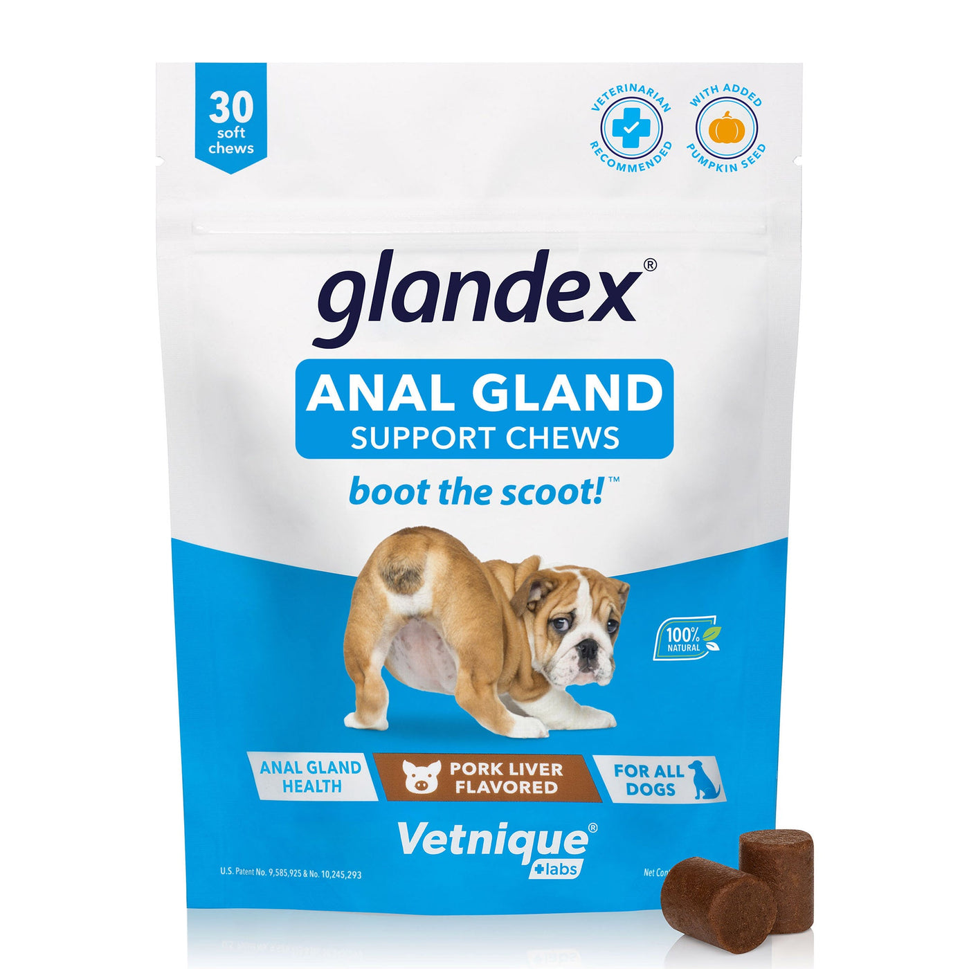 Glandex® Anal Gland Supplement for Dogs with Pumpkin - 30 Count- Pork Liver Flavored