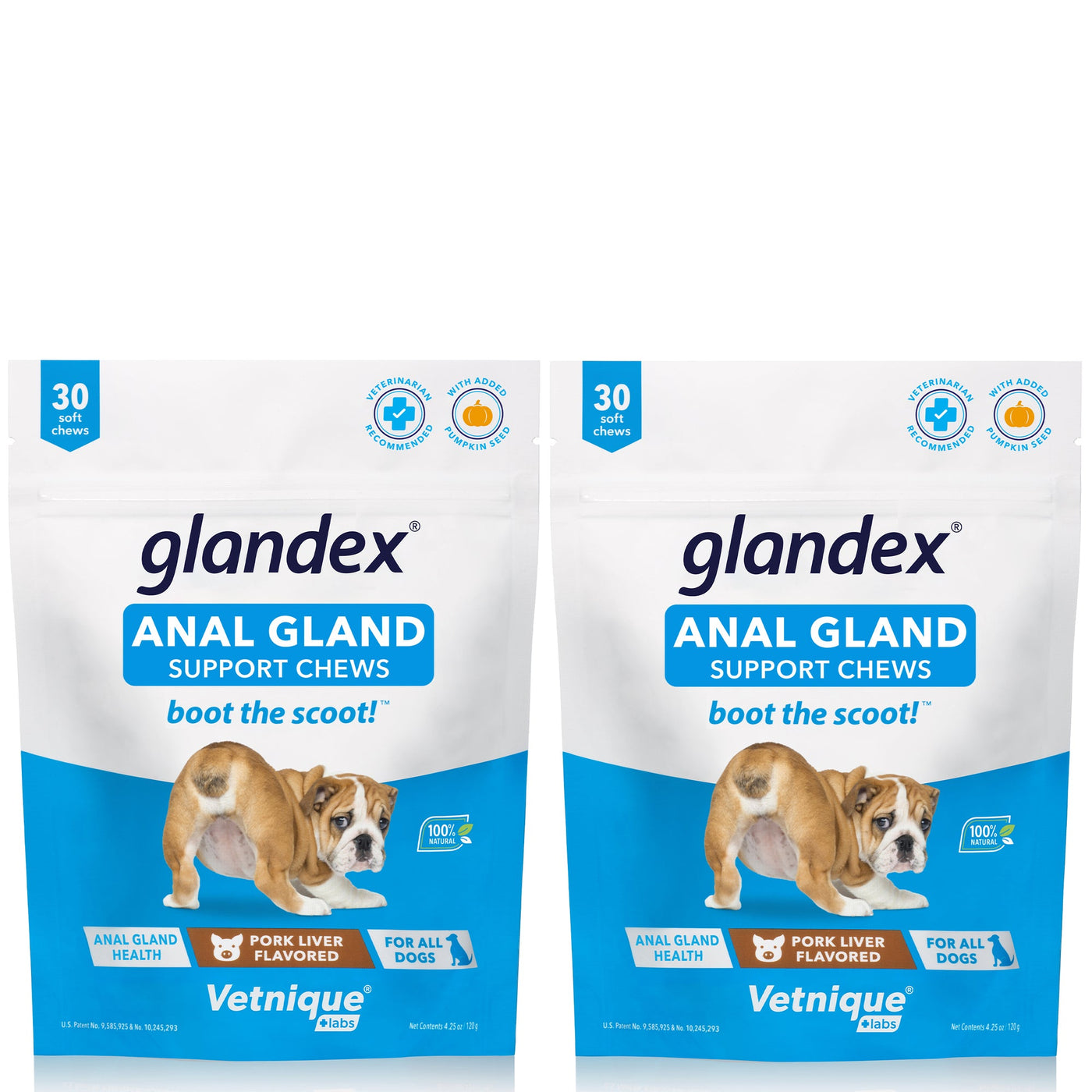 Glandex® Anal Gland Supplement for Dogs with Pumpkin - 30 Count- 2 Pack Pork Flavored