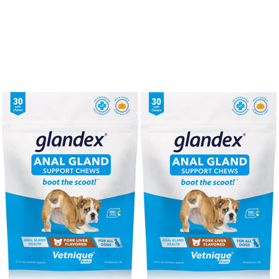 Glandex® Anal Gland Supplement for Dogs with Pumpkin - 30 Count- 2 Pack Pork Flavored